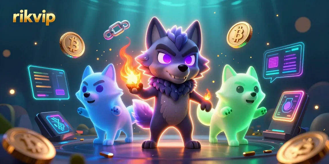 Engage with rikvip's thrilling gaming experience through a captivating 3D casino illustration.