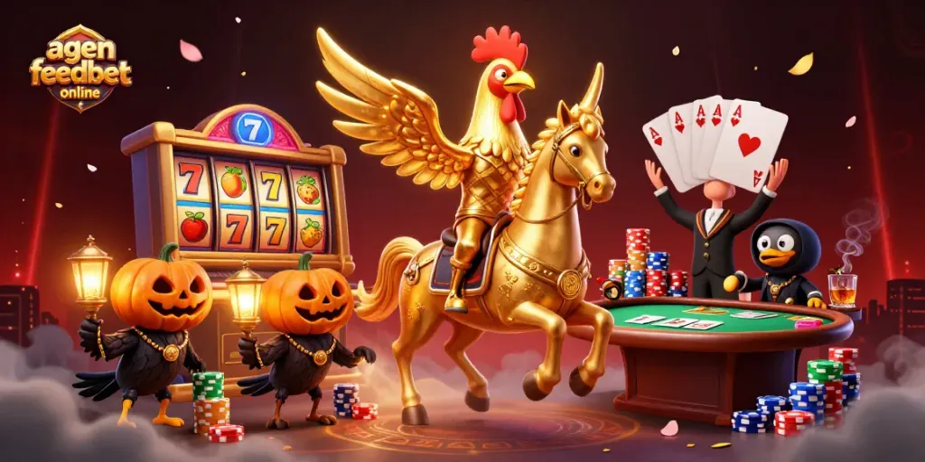 Engage with fun slot games at agen feedbet online, featuring vibrant reels and a dynamic casino atmosphere.