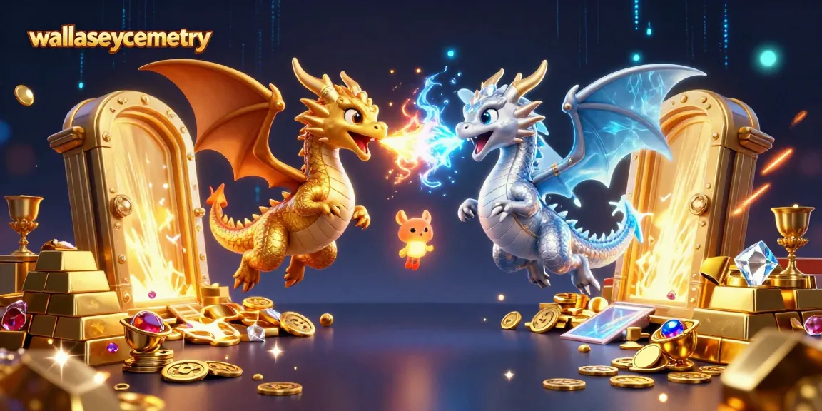 Engage with wallaseycemetery's vibrant 3D casino scene featuring dragons and treasures.