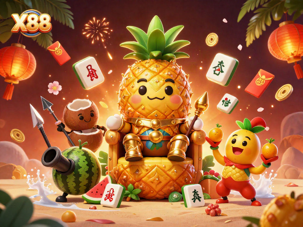Experience the excitement of X88 with vibrant casino adventures in a 3D carnival scene.