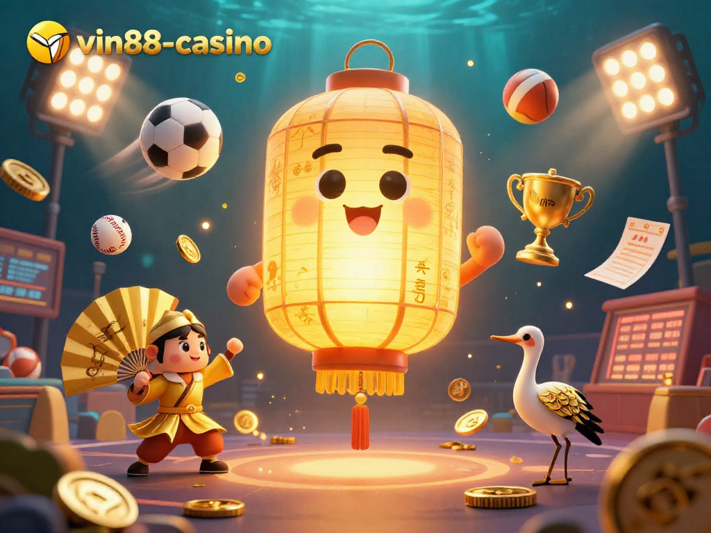 Experience thrilling moments at vin88-casino with this vibrant 3D illustration of winning elements!