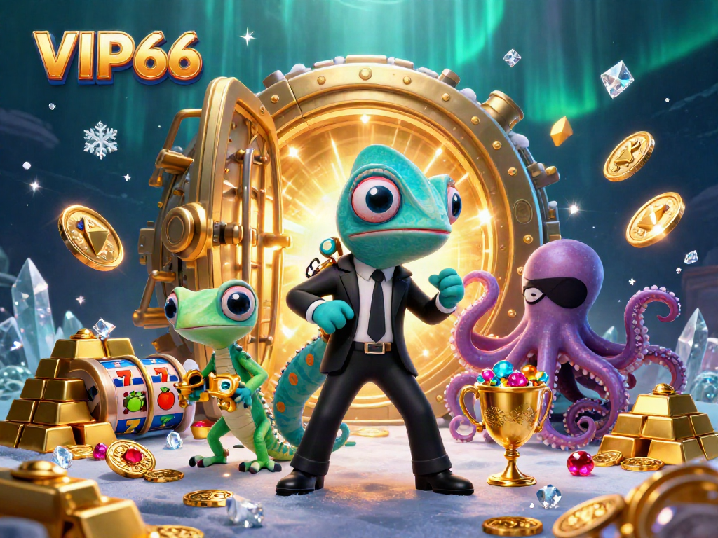 Engage with VIP66 and adventure through vibrant casino slots featuring colorful characters.