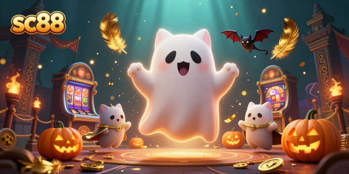 Engage with sc88 gaming excitement featuring a ghost cat and vampire bat in a casino.