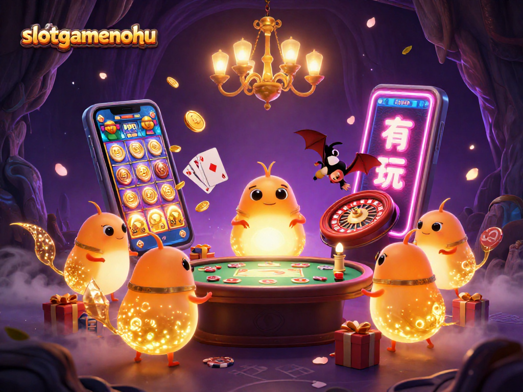 Engage in thrilling gameplay at slotgamenohu with vibrant casino elements and glowing glowworms lighting up the scene.