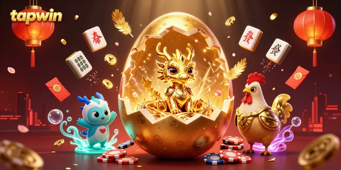 Experience the thrill of tapwin with a radiant golden dragon amidst casino elements.