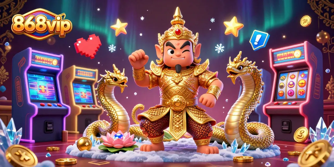 Engage with exciting slots and games at 868vip, featuring vibrant characters and casino elements.