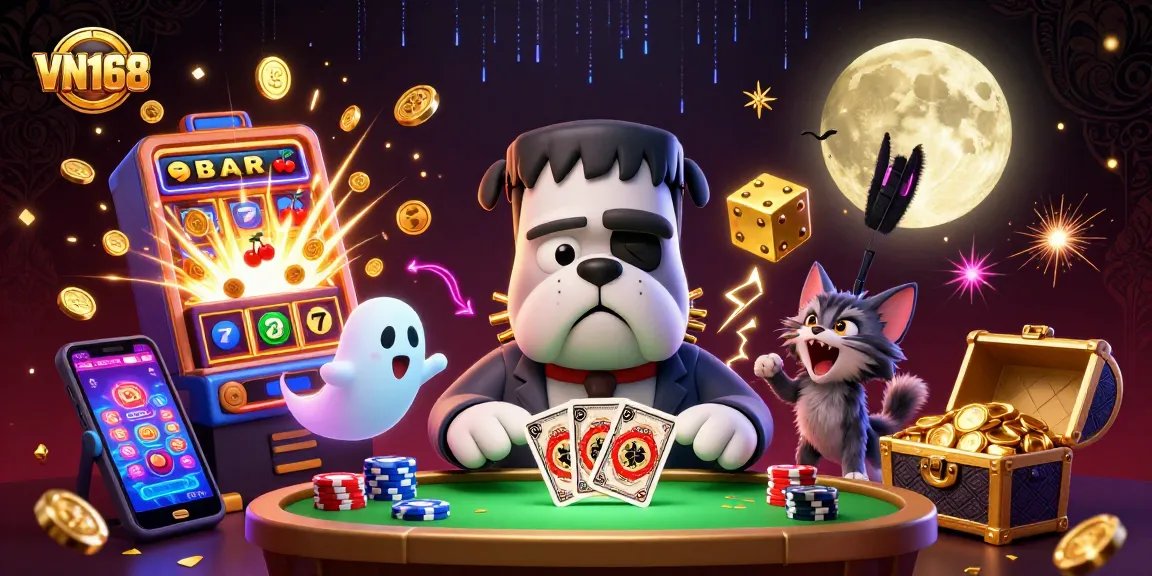 Engage in thrilling gameplay at VN168 with characters and vibrant casino elements.