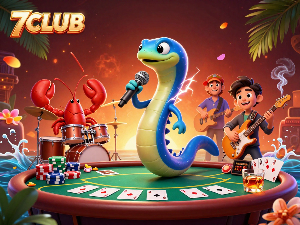 Engage with 7CLUB's thrilling casino atmosphere featuring a vibrant underwater scene with animated characters.