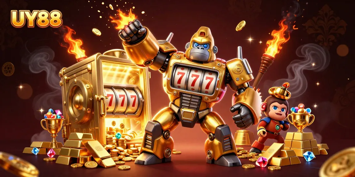 Experience thrilling wins with UY88's immersive golden gorilla mech and treasures.