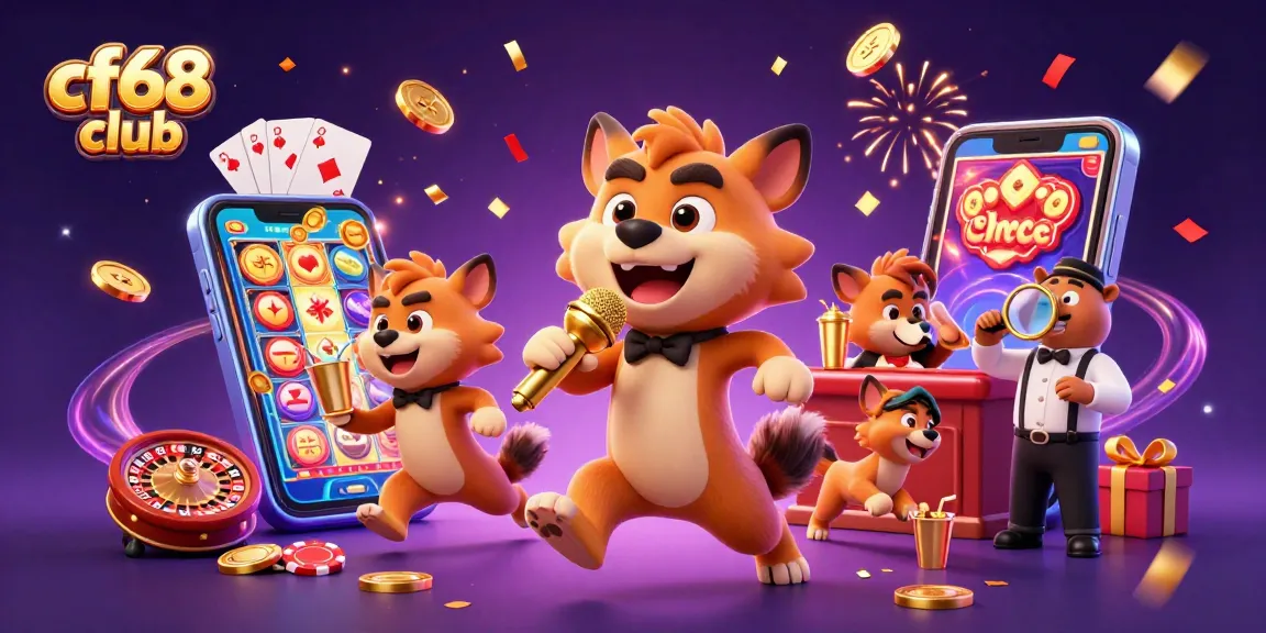 Experience the excitement of cf68 club with hyenas enjoying a vibrant casino setting.