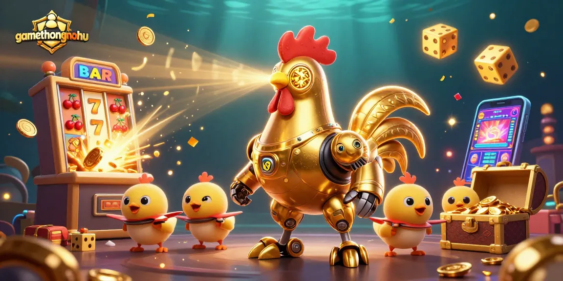 gamethuongnohu launches into a thrilling jackpot scene with neon lights and colorful symbols.