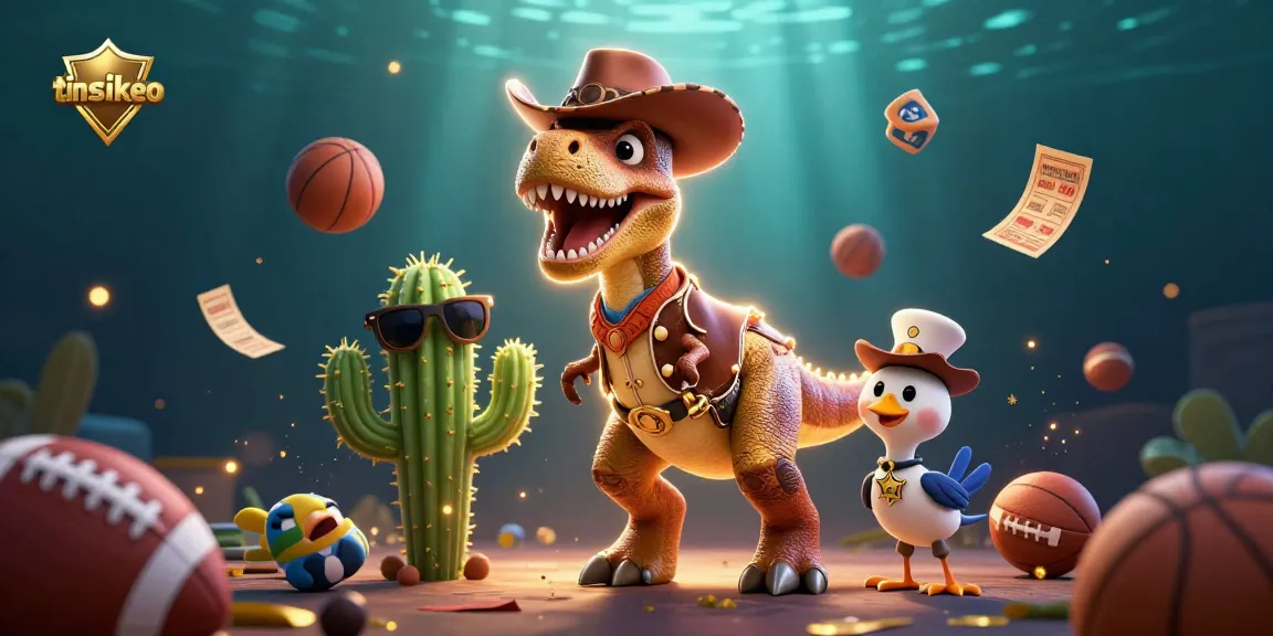 Engage with tinsoikeo’s sports betting action featuring a cowboy dinosaur and vibrant gaming elements.