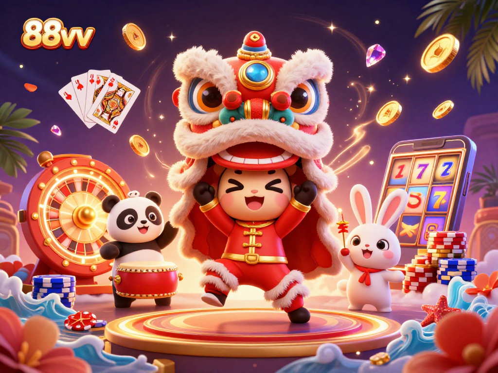 Engage with thrilling 88vv casino action featuring lively characters and dynamic gambling elements.