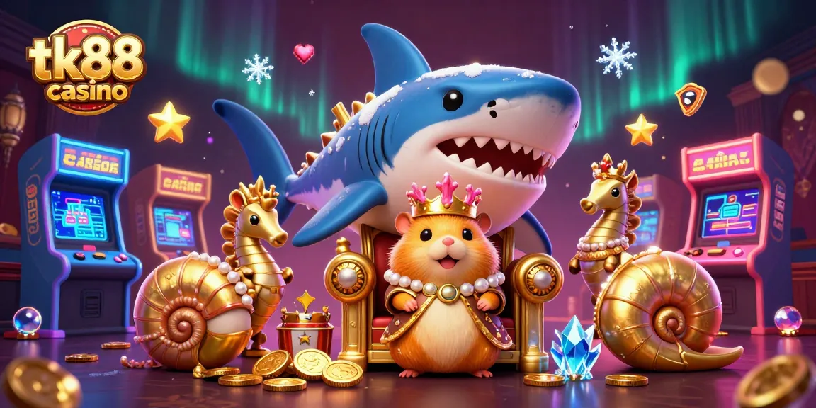 Engage in thrilling gameplay at tk88 casino with dynamic 3D cartoon characters and vibrant gaming elements.