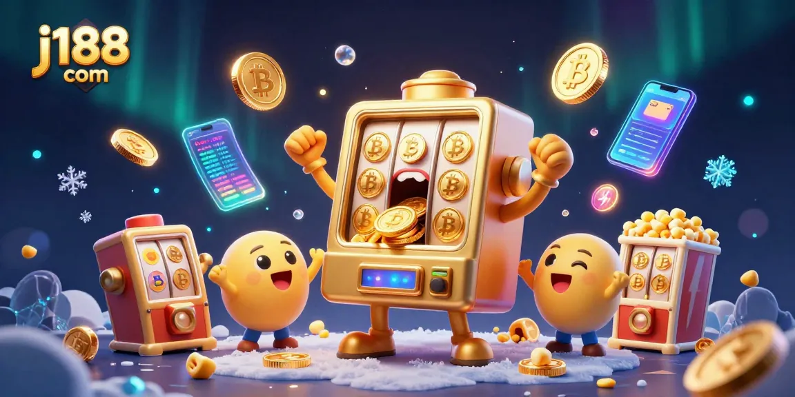 Experience big wins at j188 com with vibrant slot machines and crypto coins dazzling in this exciting casino scene.