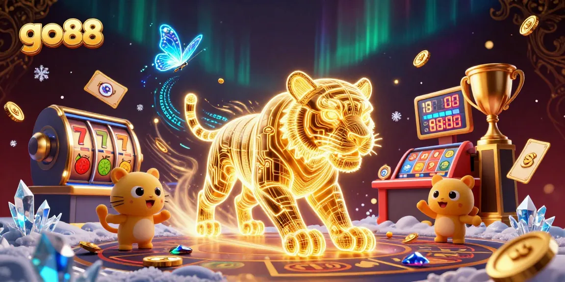 Engage with go88 in a vibrant digital casino landscape filled with dynamic slot symbols.