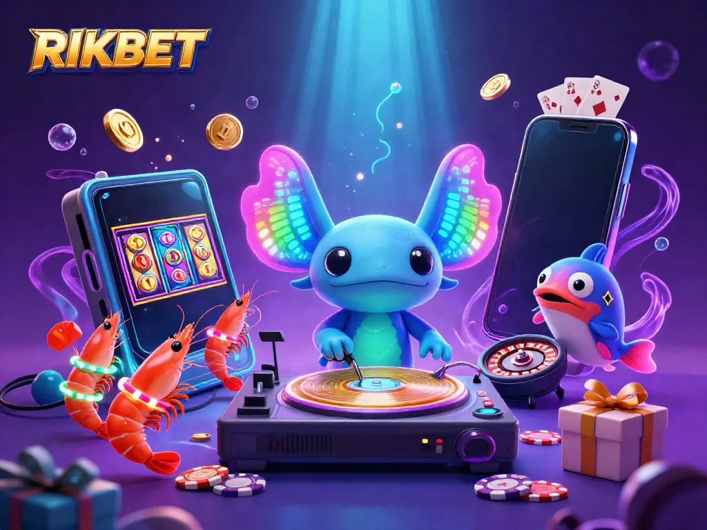 RIKBET engages players with vibrant casino-themed 3D underwater illustration featuring lively casino elements.