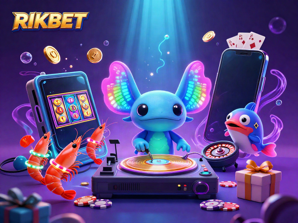 RIKBET engages players with vibrant casino-themed 3D underwater illustration featuring lively casino elements.