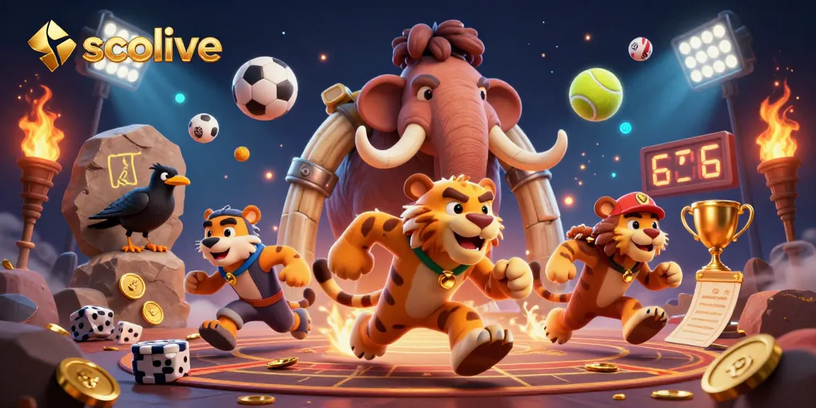 Socolive provides a thrilling experience with a caveman duo running a prehistoric casino amidst dynamic sports elements.
