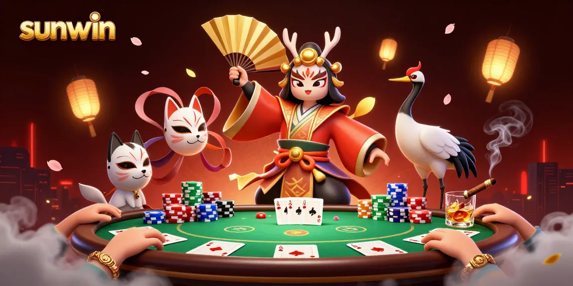 Experience thrilling poker action with sunwin’s vibrant characters and casino elements in an immersive 3D scene.