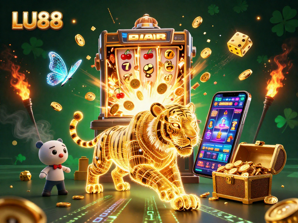 Experience the exciting world of LU88 with an energetic casino scene full of dynamic gameplay elements.