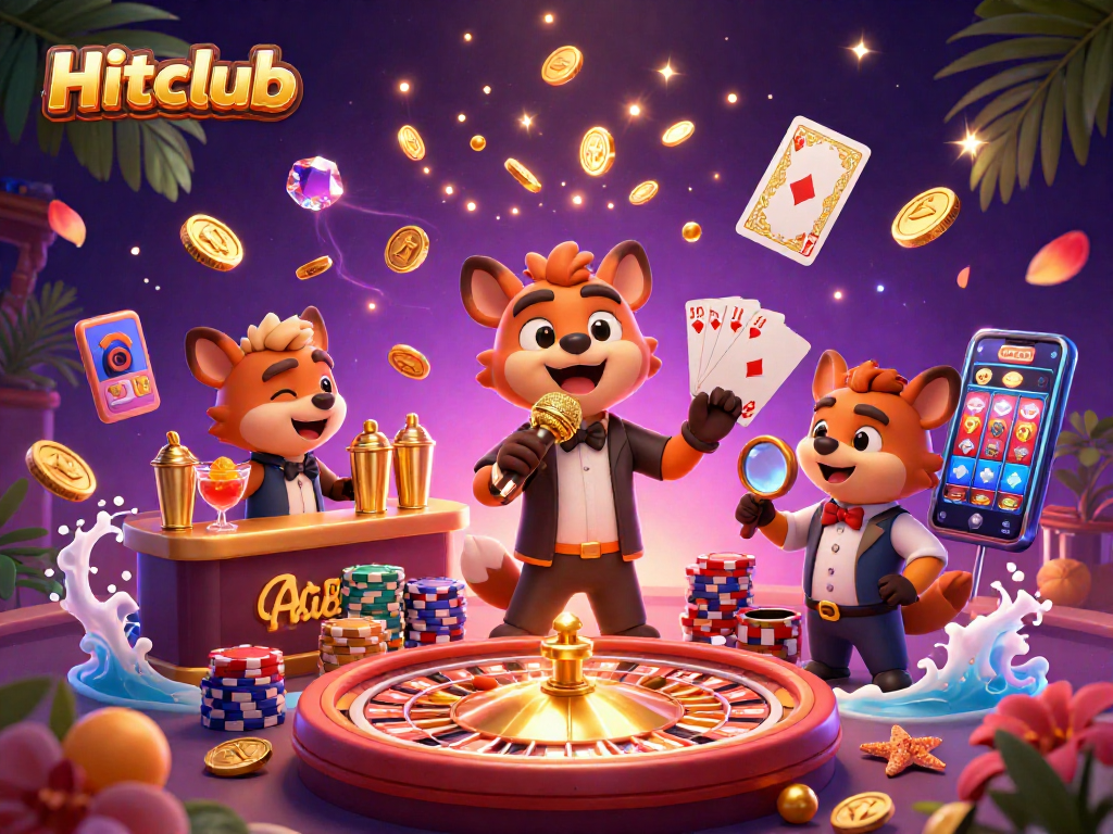 Experience the vibrant Hitclub, a comedy casino with animated hyenas, thrilling games, and lively atmosphere.