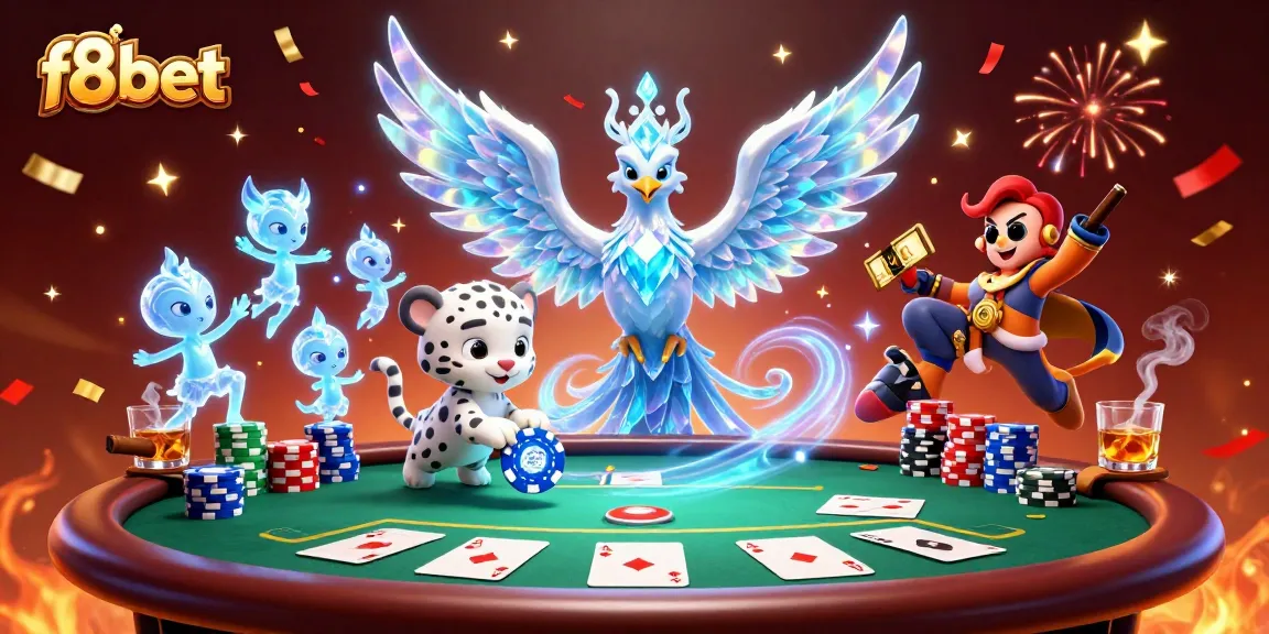 Experience the excitement of f8bet with a vibrant 3D casino scene featuring engaging characters and game elements.