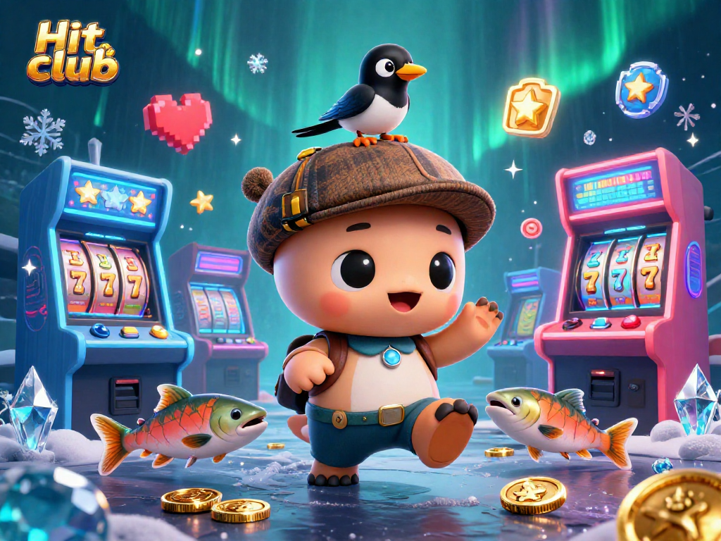 Experience thrilling actions at Hit club with playful Nessie and a gold-loving magpie in a dynamic casino scene.