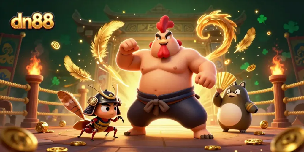 Experience thrilling gaming at dn88 with an epic battle scene featuring dynamic characters in an enhanced casino setting.