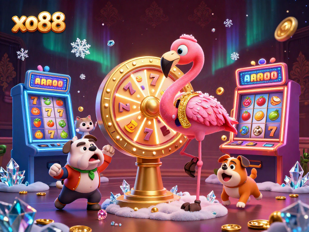 Win big at xo88 with exciting games during a vibrant casino showdown illustration.