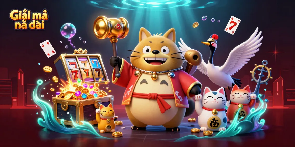 Engage with Giãi mã nhà cái as the cheerful tanuki and crane reveal vibrant casino elements in a dynamic party.