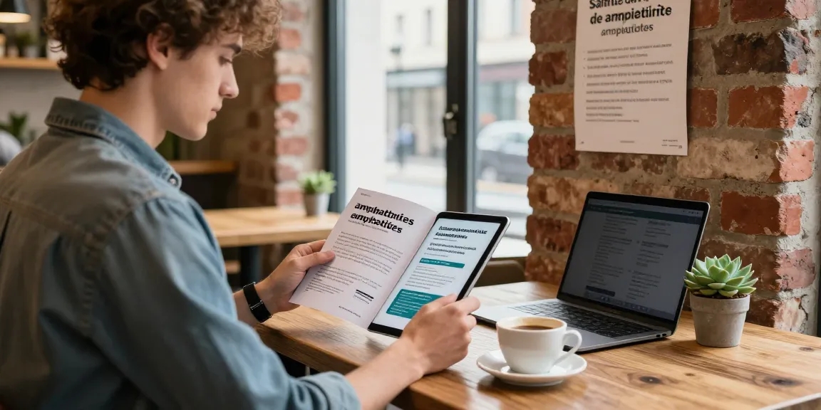 Young adult exploring amphetamines for sale UK in a café setting, highlighting modern lifestyle.
