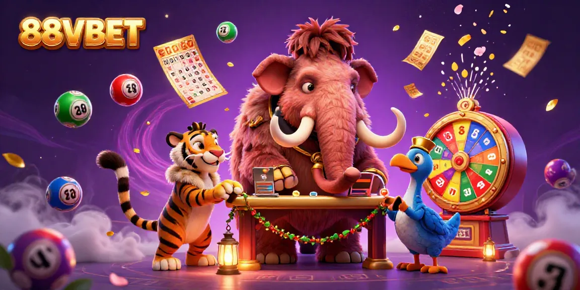 Experience the excitement of 88VBET with vibrant gambling elements and animated characters.