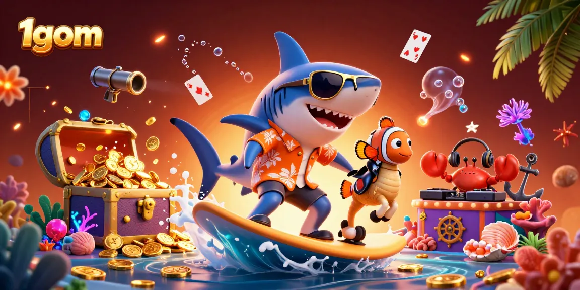 Engage with 1gom's vibrant adventures, as characters ride coins and challenge in diverse games.