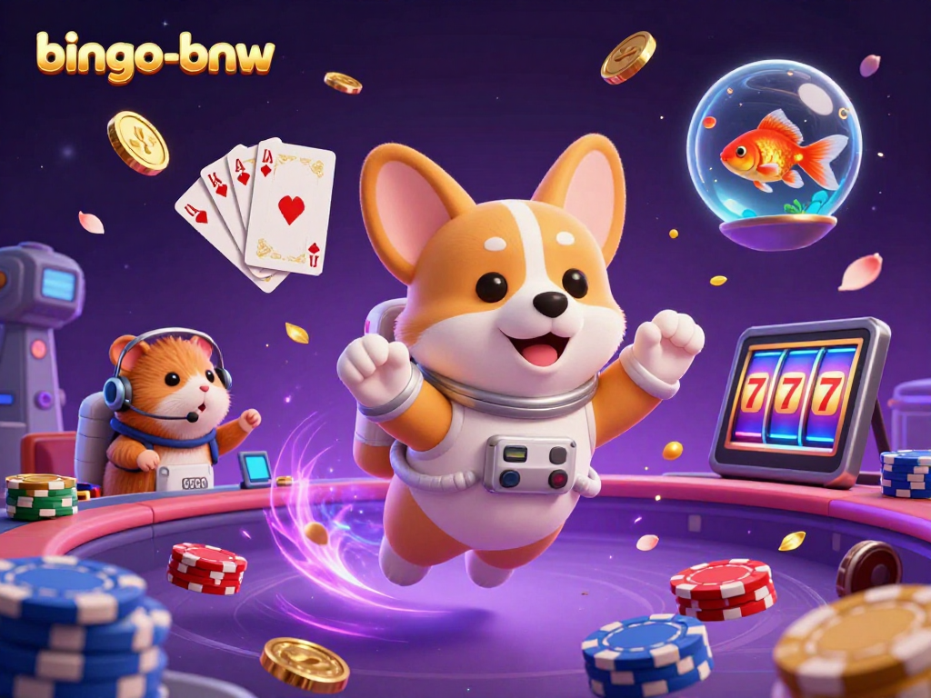 Experience thrilling bingo gameplay at bingo-bnw with a vibrant casino scene alive with characters and coins.