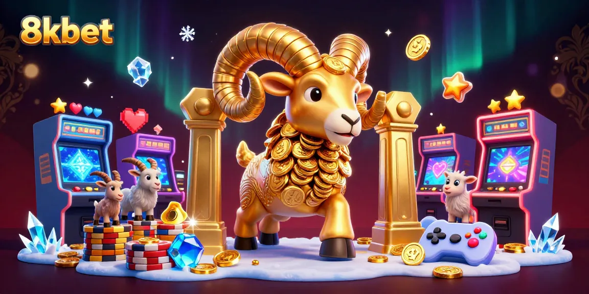 Engage in thrilling gameplay at 8xbet with golden ram as your champion amidst colorful arcade elements.
