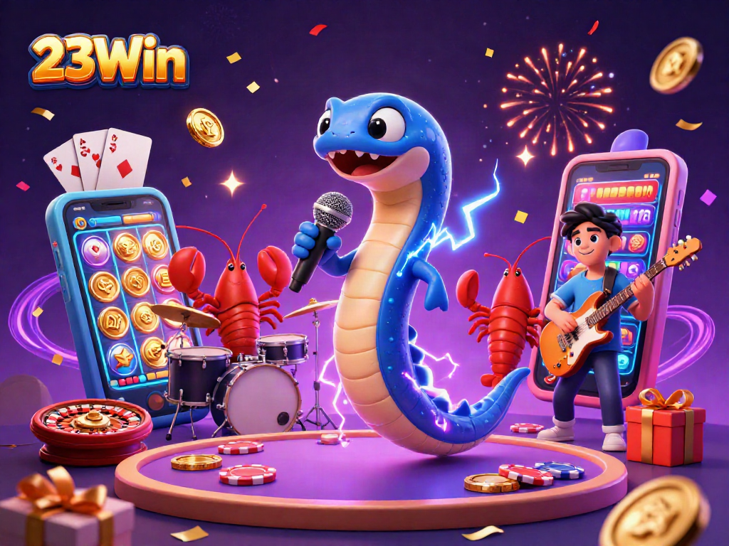 Experience thrilling gameplay at 23Win with vibrant underwater casino illustration featuring exciting game elements.