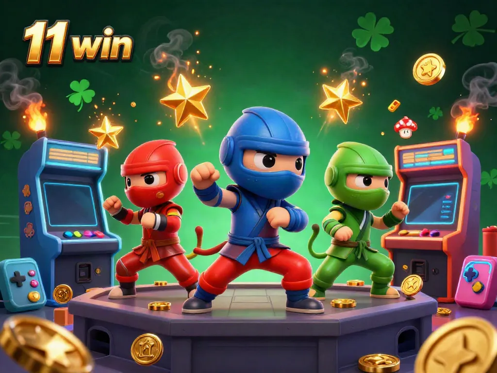 Engage with 11 win as ninja chameleons showcase vibrant casino gaming elements in action.
