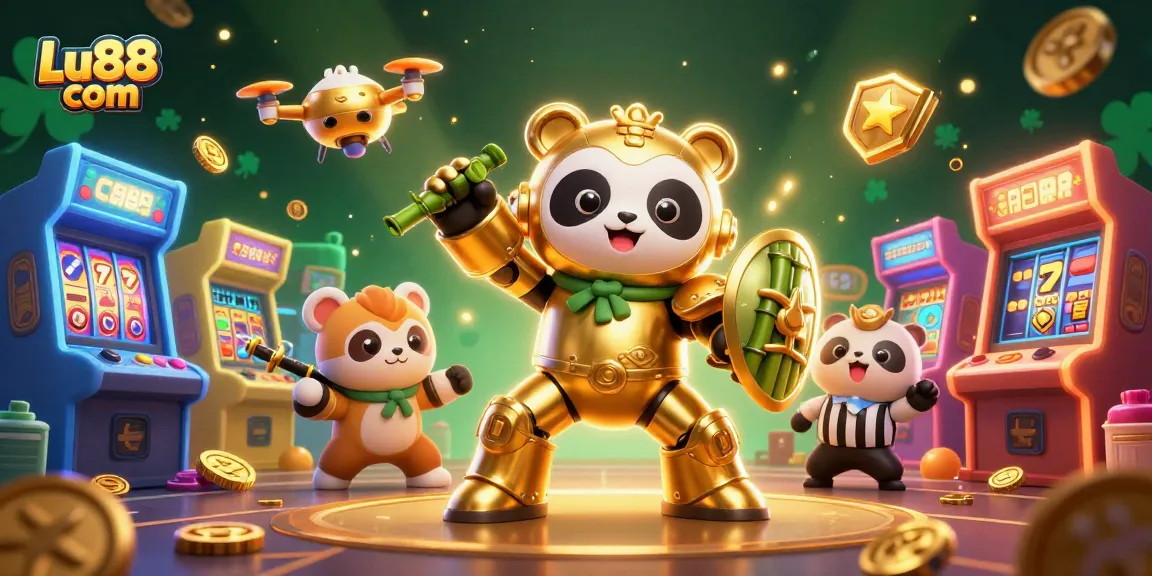 Experience excitement at Lu88 com with a colorful, dynamic casino-themed 3D illustration.