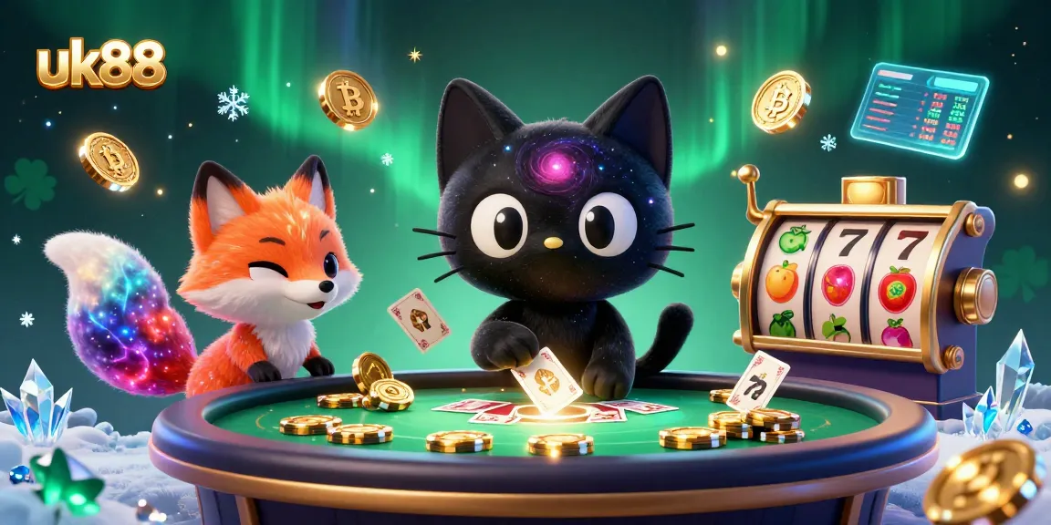Engage in thrilling gameplay with uk88, featuring vibrant 3D scenes of cosmic casino excitement.
