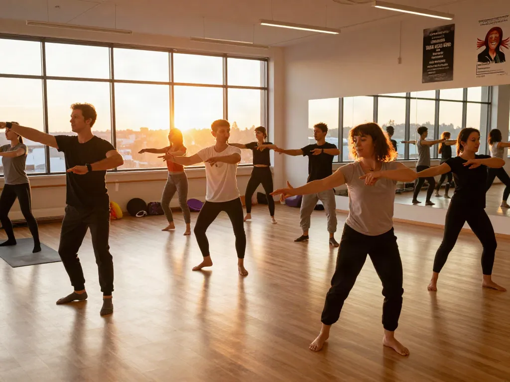 Students at kineticsynergydancecompany.com engaged in a vibrant dance class.