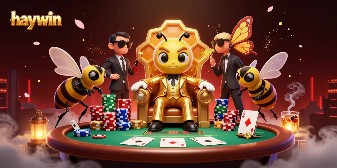 Experience thrilling games at Haywin while surrounded by vibrant poker elements and a dynamic casino scene.
