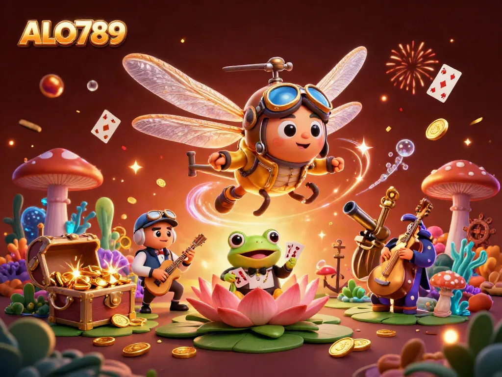 Watch ALO789's exciting dragonfly pilot and frog croupier play cards in an animated casino