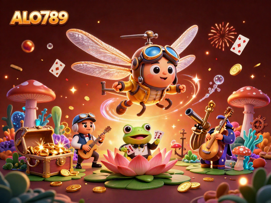 Watch ALO789's exciting dragonfly pilot and frog croupier play cards in an animated casino