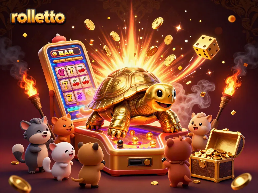 Engage with rolletto's thrilling bonuses and gaming excitement in this vibrant casino illustration.