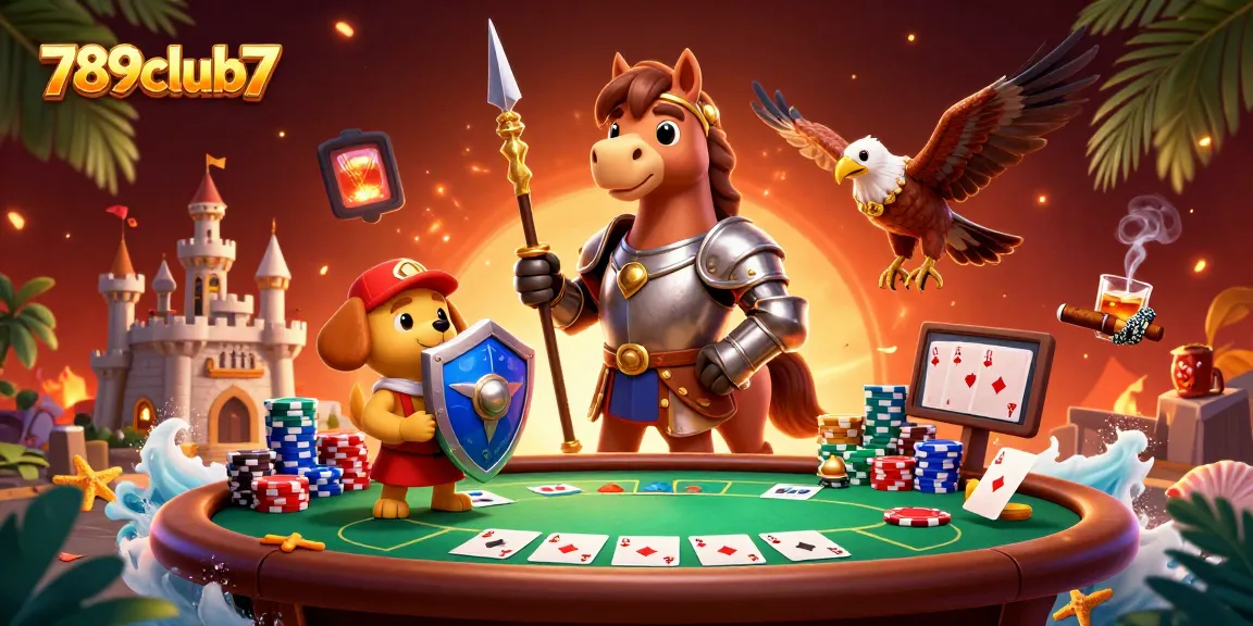 Engage with vibrant 789club7 casino action, featuring knights and poker in an enchanting scene.