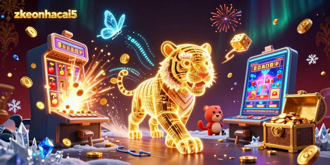 Experience thrilling gameplay with zkeonhacai5's vibrant digital casino scene featuring a golden tiger.