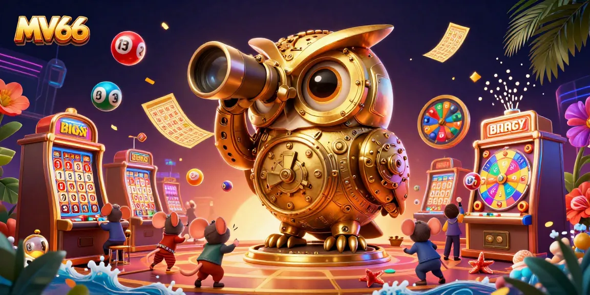 Engage with MV66 and experience dazzling lotteries, casino excitement, and dynamic gaming amidst a vibrant 3D illustration.
