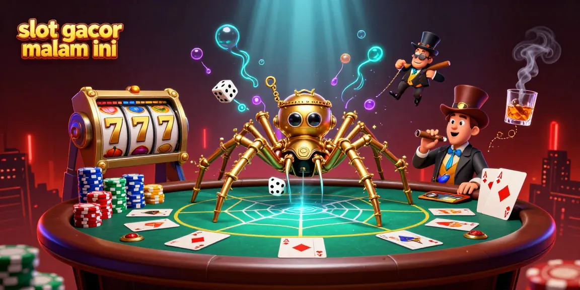 Spin jackpots with slot gacor malam ini, featuring 3D characters in a vibrant casino atmosphere.