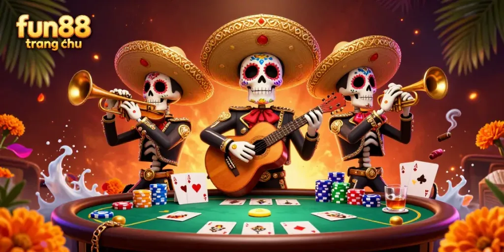 Experience vibrant fun88 trang chủ with a lively mariachi band in a rich casino scene.